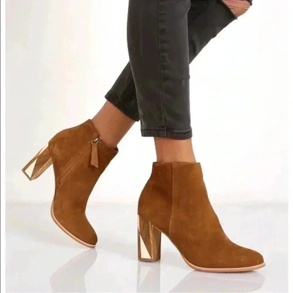Matisse Metric Fawn Tan Suede Leather Bootie Size 8 1/2